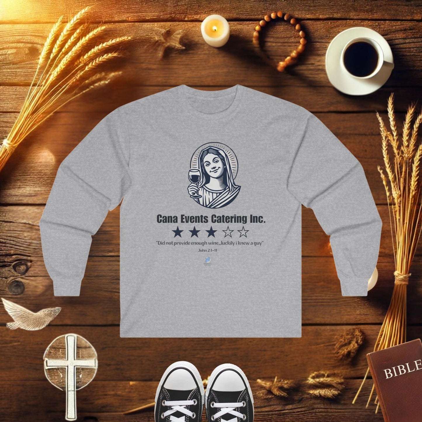 Mary's Review's Cana Catering Sleeve T-shirt