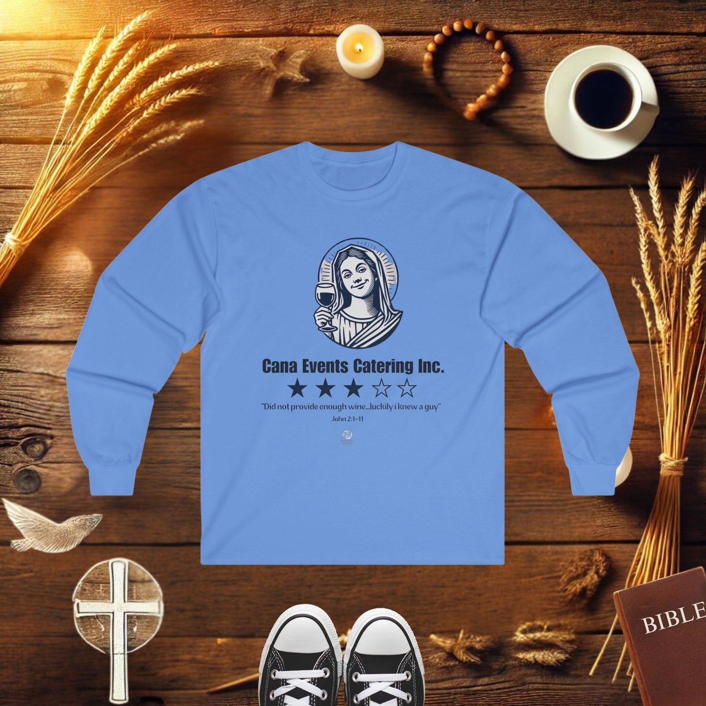 Mary's Review's Cana Catering Sleeve T-shirt